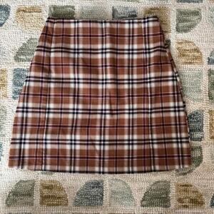 Brown And Maroon Plaid John Galt Grunge mini skirt Size XS Alt Prep